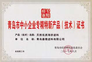 青島市中小企業專精特新產品（技術）證書